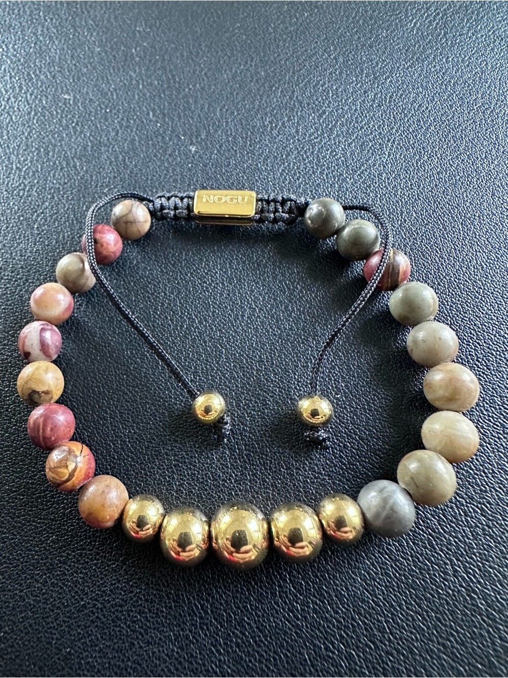 Nogu Red Picasso Jasper | Gold | Balance Gemstone Macrame Bracelet